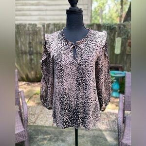 Anthropologie Maeve Black and Cream Patterned Blouse Size Small